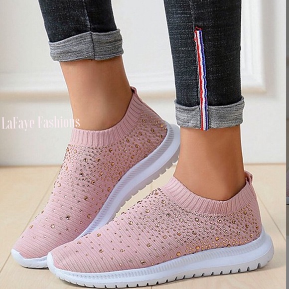 Pink Rhinestone Sock Sneaker - Picture 4 of 5